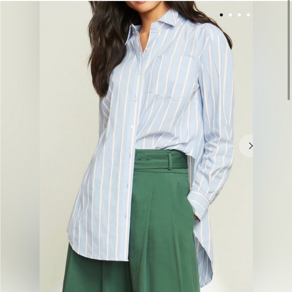 Veronica Beard Blue and White Striped Button Down Shirt